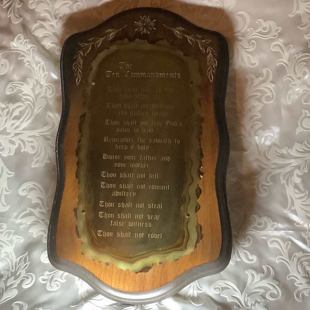 Vintage HOME INTERIOR HOMCO 70s- Ten Commandments in Brown and Gold